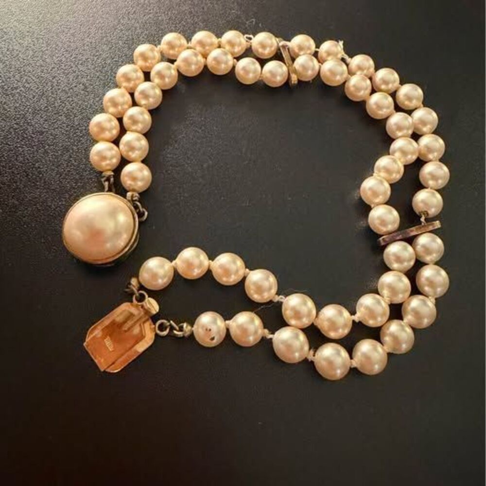 Vintage Gold Plated Sterling Silver 925 Imitation Pearl Bracelet 8.5’